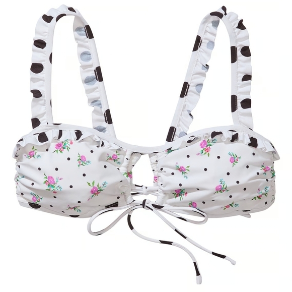 New!For‎ Love and Lemons Rosemary Floral Polka Dot Bikini Top